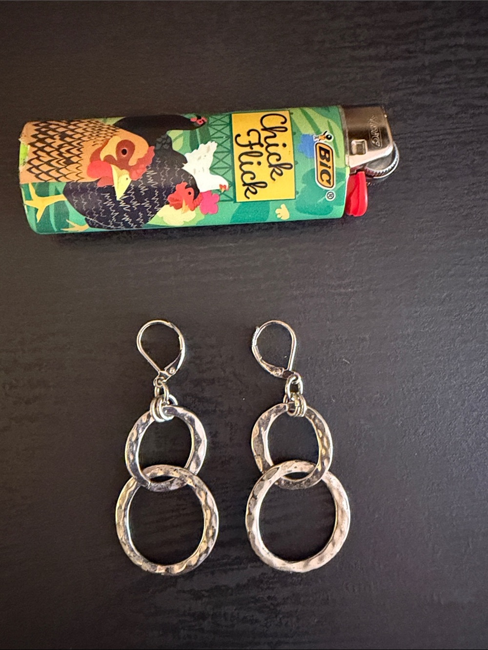 Silver Double-Hoop Dangle Earrings